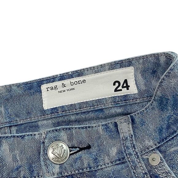 RAG & BONE Skirt Denim NWT Midi SId Jacquard Blue Size 24 XS - Picture 8 of 13